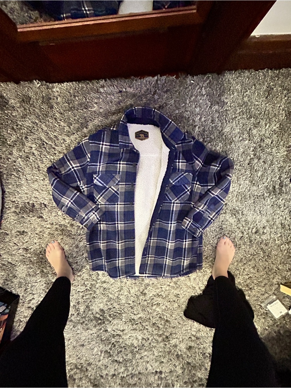 Men's Blue Plaid Sherpa-Lined Flannel